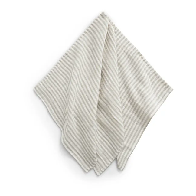 Mantas de algodón orgánico Stripe Anjou - Juego de 3 | Gris Claro