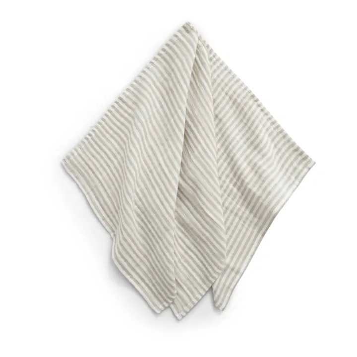 Mantas de algodón orgánico Stripe Anjou - Juego de 3 | Gris Claro- Imagen del producto n°1