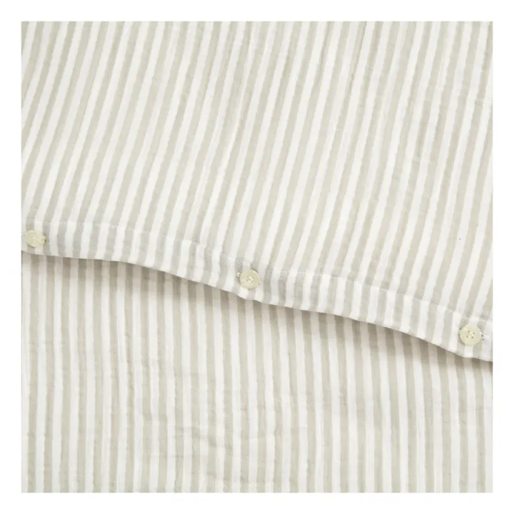 Organic Cotton Anjou Stripe Duvet Cover | Light grey- Product image n°3