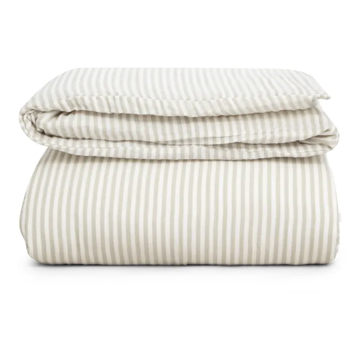 Organic Cotton Anjou Stripe Duvet Cover | Light grey- Product image n°0
