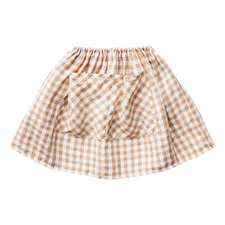 Emelia Gingham Linen Skirt | Peach- Product image n°0