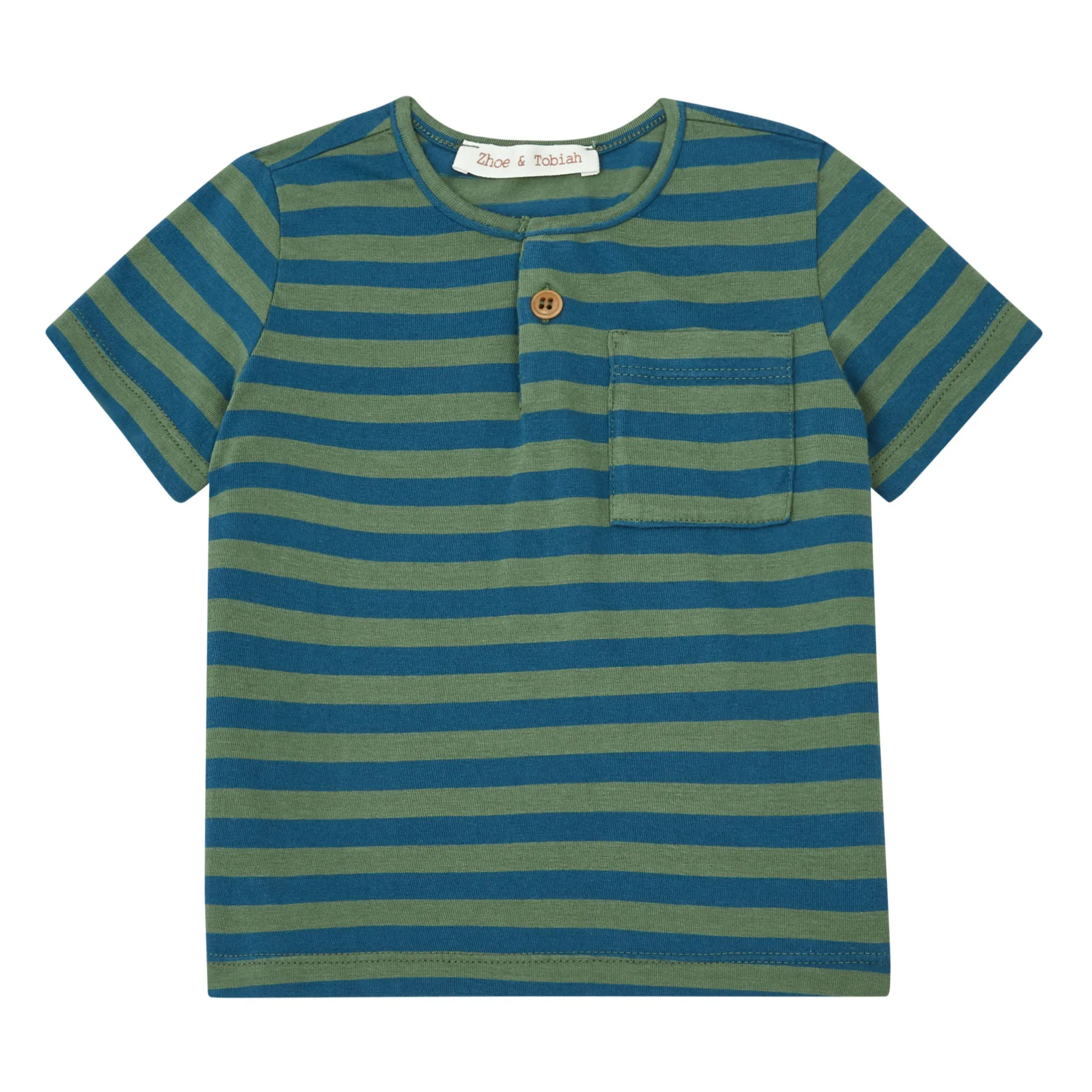 Zhoe & Tobiah Khaki Striped T-Shirt With Pocket
