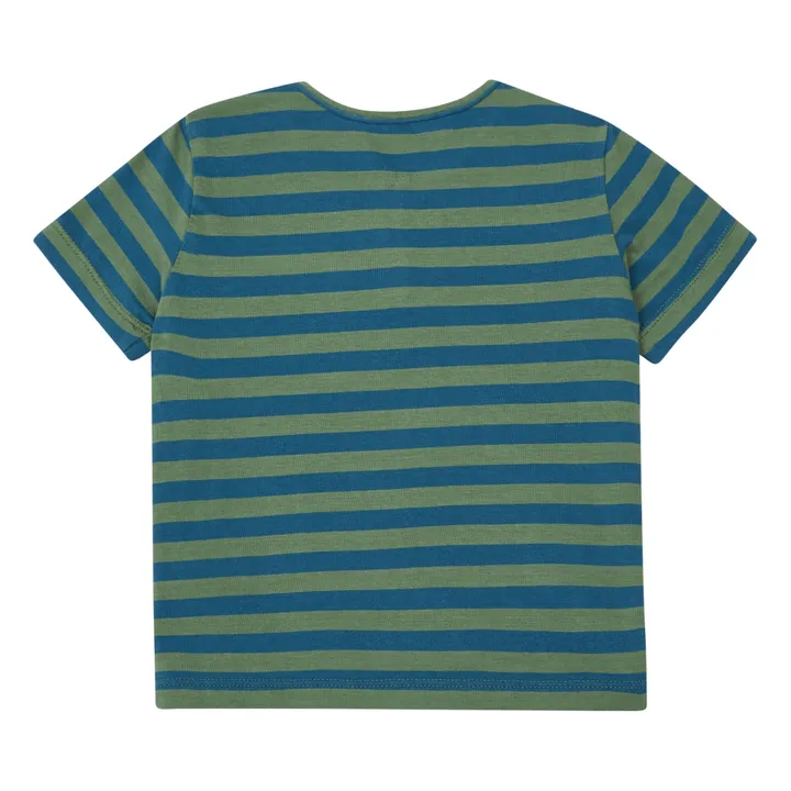 Maglietta a Righe con Tasca | Verde militare- Immagine del prodotto n°1