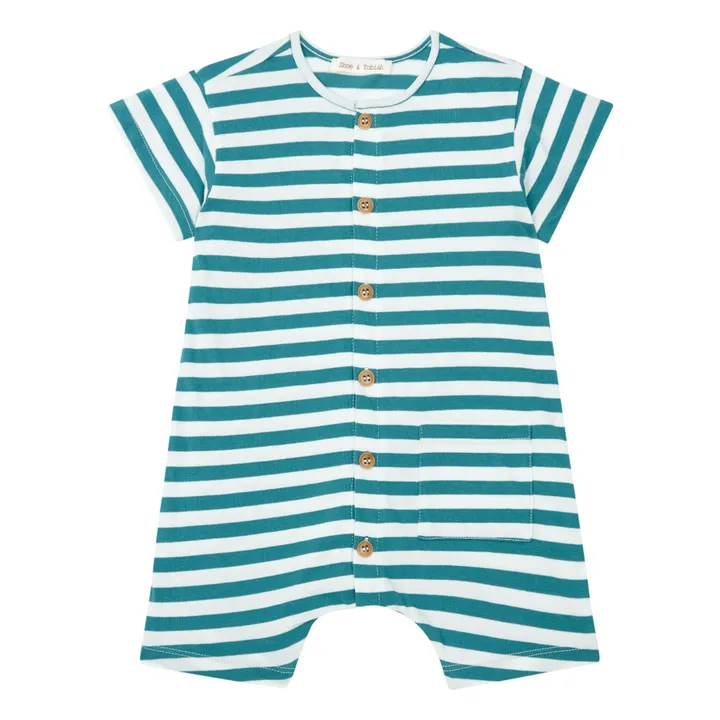 Striped Romper | Green- Product image n°0