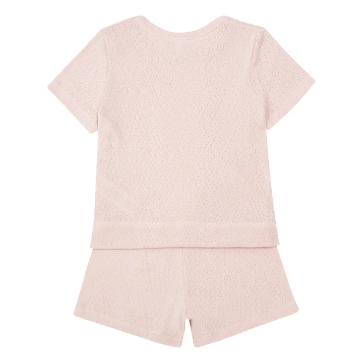 Organic Cotton Openwork Short Pyjamas | Pink- Product image n°2