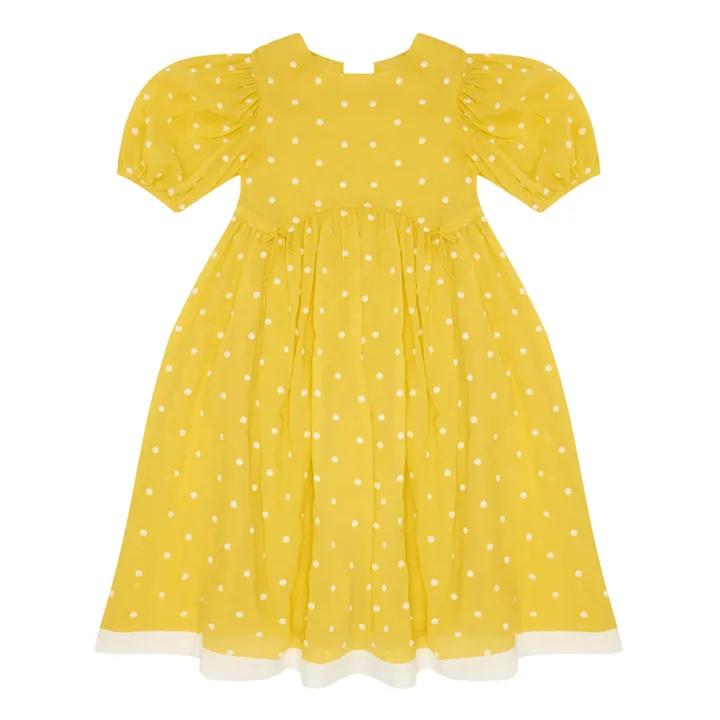 Vestido de gasa de algodón con lunares | Amarillo- Imagen del producto n°0