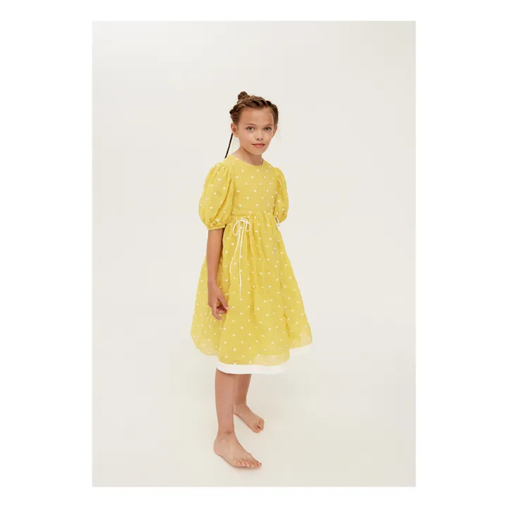 Vestido de gasa de algodón con lunares | Amarillo- Imagen del producto n°1