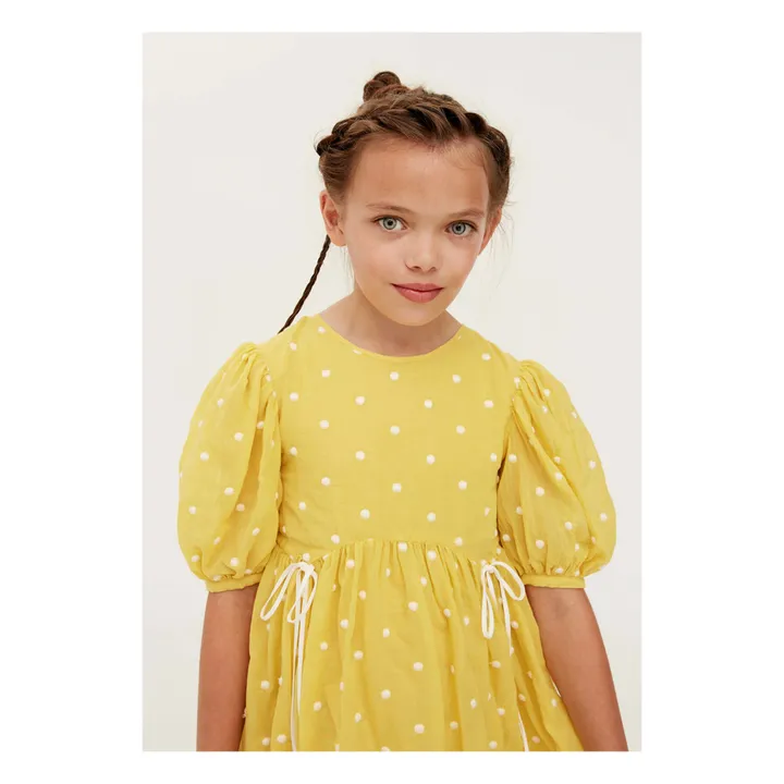 Vestido de gasa de algodón con lunares | Amarillo- Imagen del producto n°2