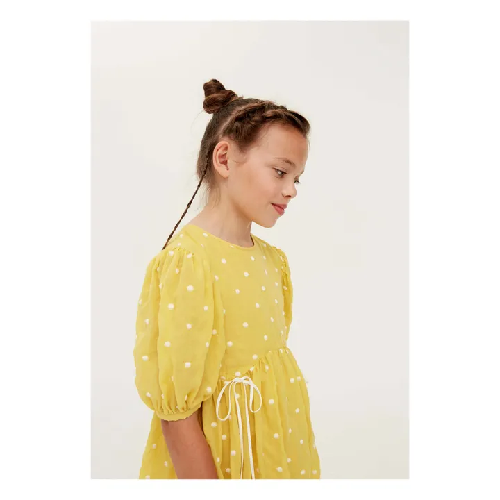 Vestido de gasa de algodón con lunares | Amarillo- Imagen del producto n°3