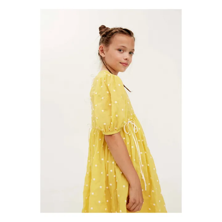 Vestido de gasa de algodón con lunares | Amarillo- Imagen del producto n°4