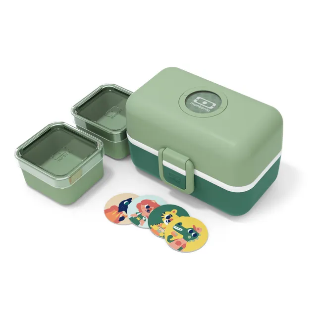 Caja bento modular infantil MB Tresor de 3 compartimentos  | Verde