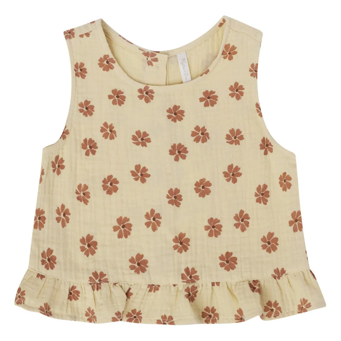 Rylee + Cru Beige Floral Ruffle Top