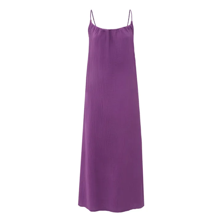 Nissa - Vestito in garza di cotone doppio | Viola- Immagine del prodotto n°0