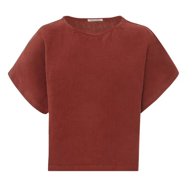 Boxy Linen Top | Brick red- Product image n°0