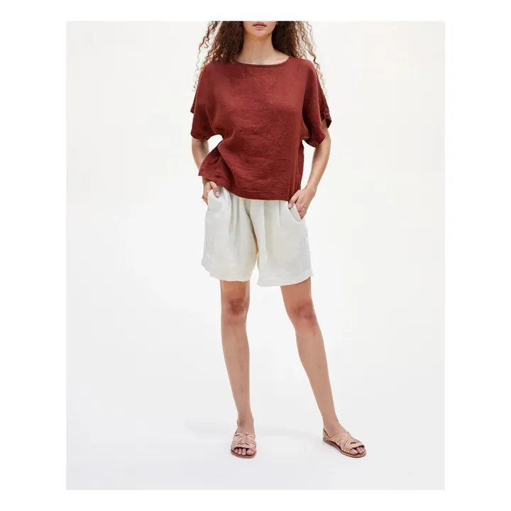 Boxy Linen Top | Brick red- Product image n°1