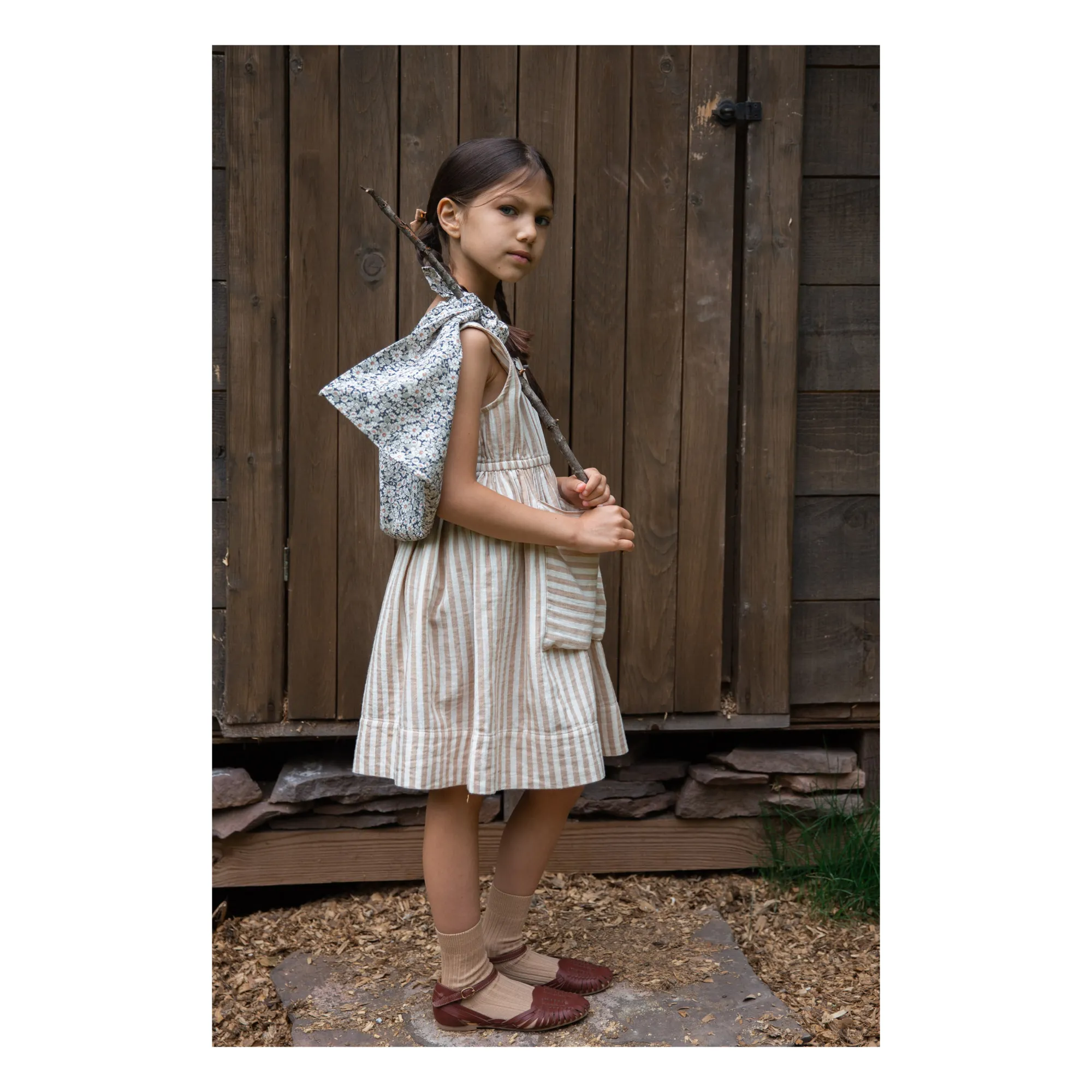 Orla Organic Cotton Muslin Striped Dress | Ecru