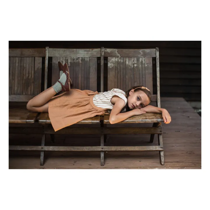 Soor Ploom - Eloise Linen Apron Dress - Apricot | Smallable 