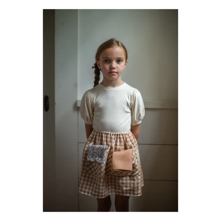 Emelia Gingham Linen Skirt | Peach- Product image n°1
