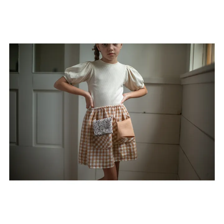 Emelia Gingham Linen Skirt | Peach- Product image n°2