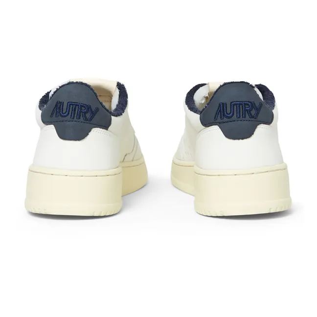 Medalist Low-Top Goat Leather/Terry Cloth Sneakers | Navy blue