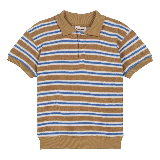 Polo de rizo de algodón orgánico a rayas Léonard | Camel