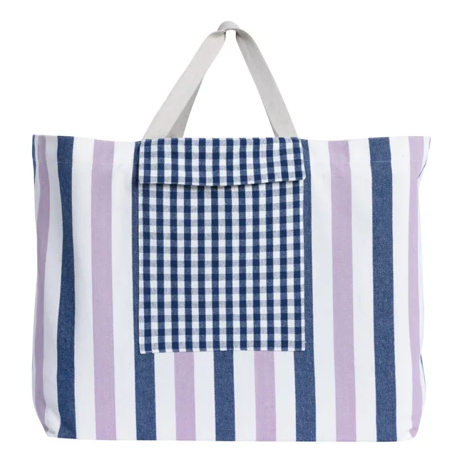 Striped Beach Bag | Indigo blue