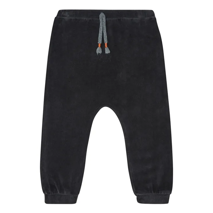 Organic Cotton Velour Harem Pants | Charcoal grey- Product image n°0