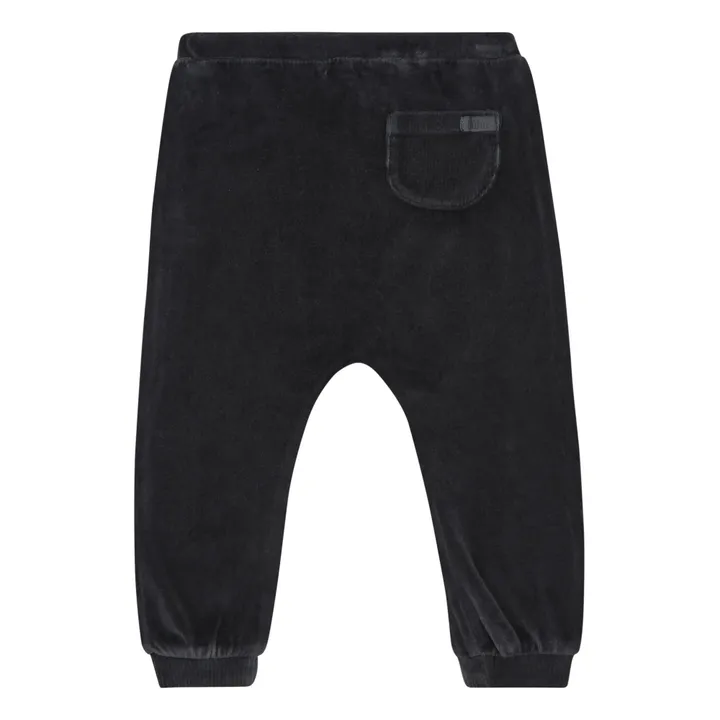 Organic Cotton Velour Harem Pants | Charcoal grey- Product image n°1