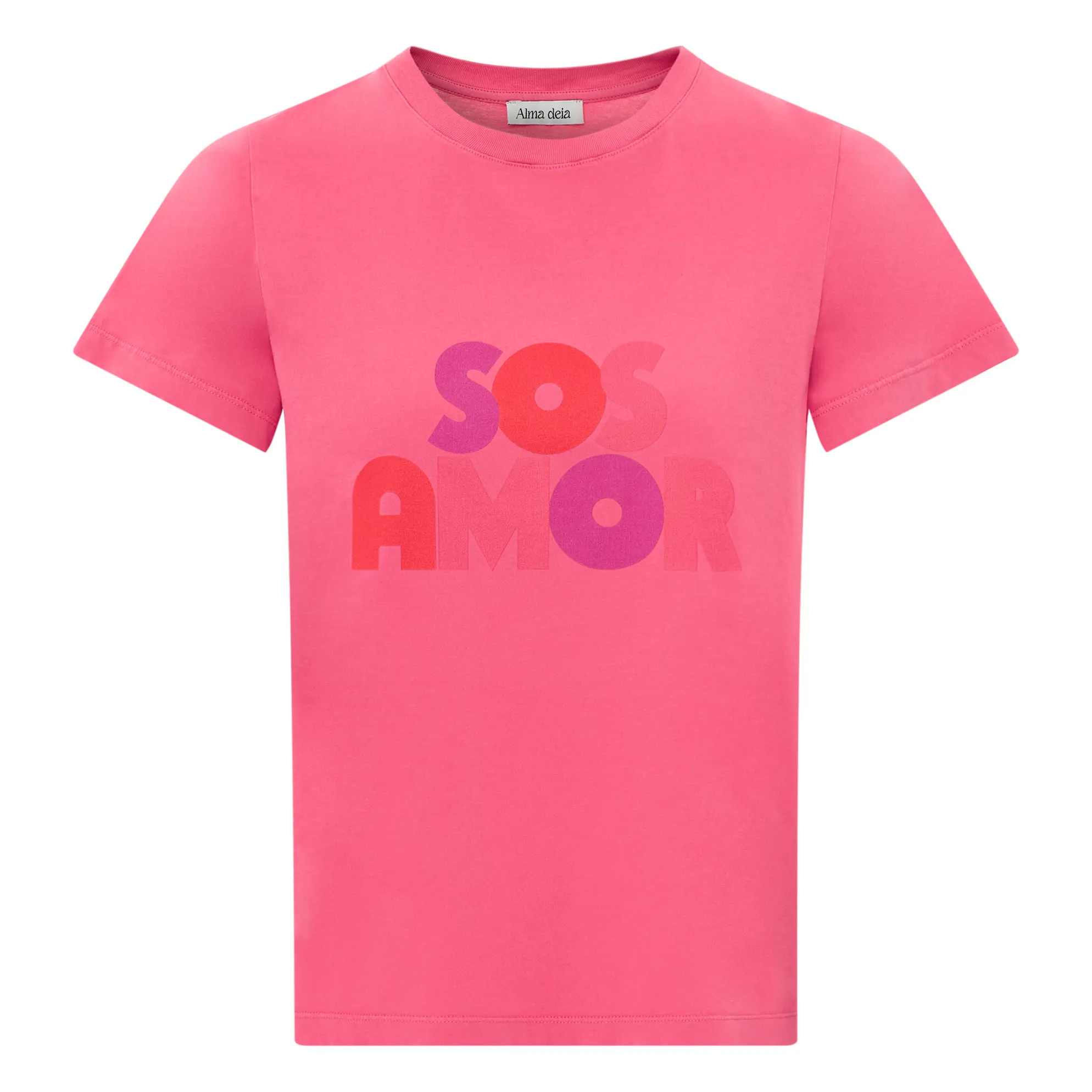 Alma Deia Fuchsia Sos Amor Classic Printed Organic Cotton T-Shirt