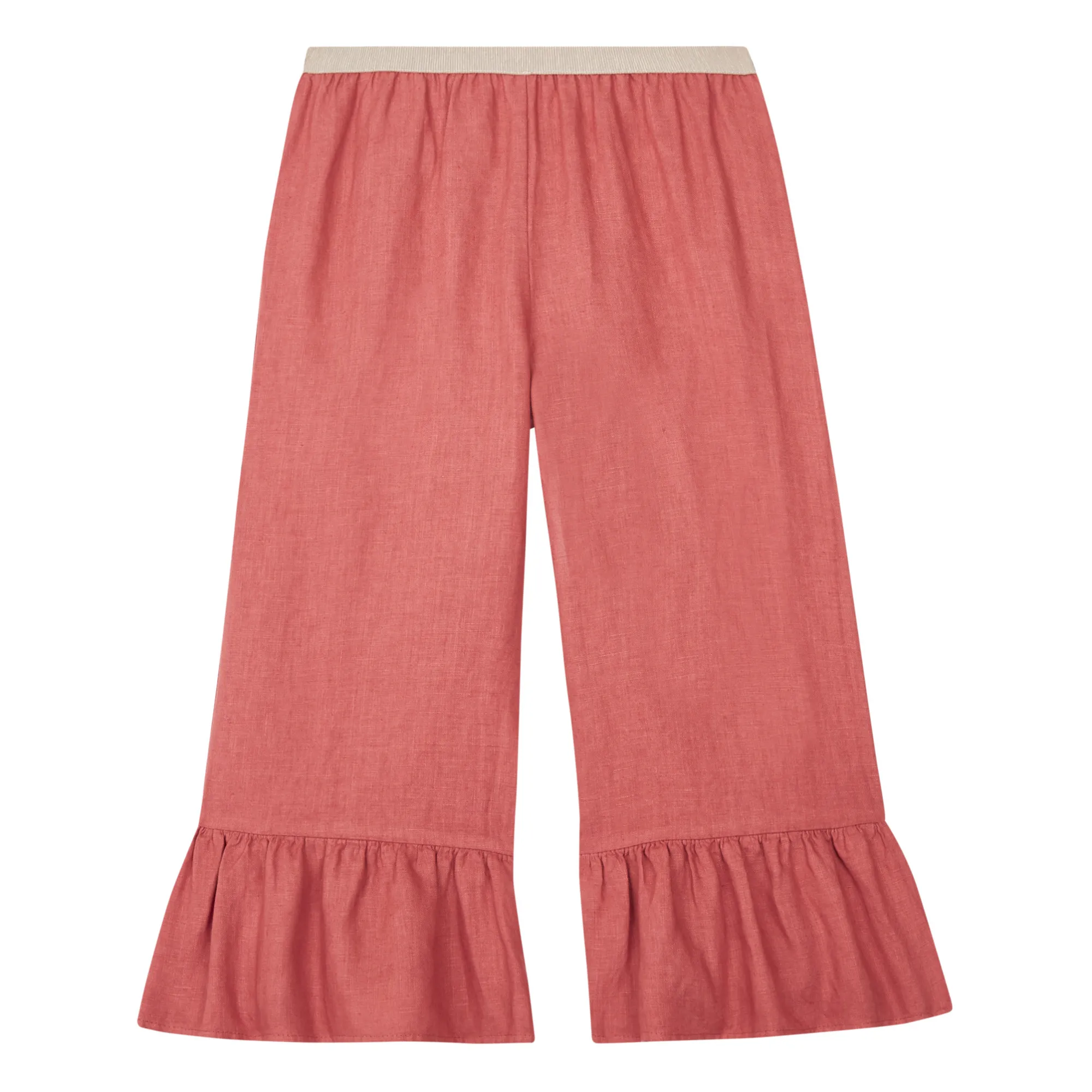 Zhoe & Tobiah Terracotta Linen Ruffle Pants