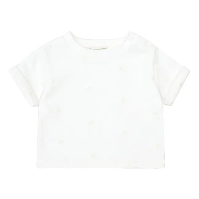 T-Shirt Molton mit bestickten Kirschen Clelie | Seidenfarben