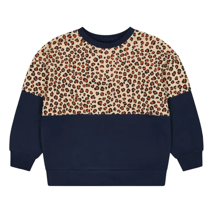 Edith Organic Cotton Leopard Print Sweatshirt | Navy blue- Product image n°0