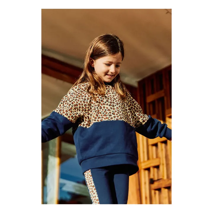 Edith Organic Cotton Leopard Print Sweatshirt | Navy blue- Product image n°1