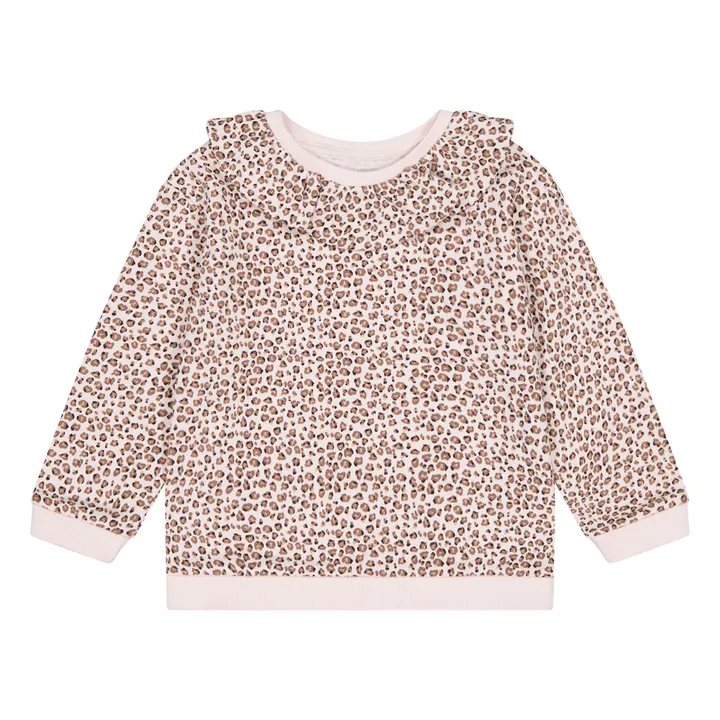 Edith Organic Cotton Sweatshirt with Ruffled Collar | Leopard- Product image n°0