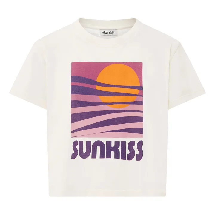 T-shirt Boxy stampata Sunkiss in cotone organico | Bianco cotone- Immagine del prodotto n°0
