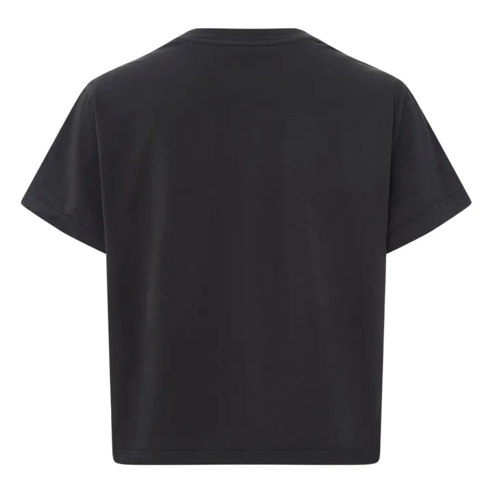 T-shirt Boxy Stampata Italo Disco in Cotone Organico | Nero- Immagine del prodotto n°2