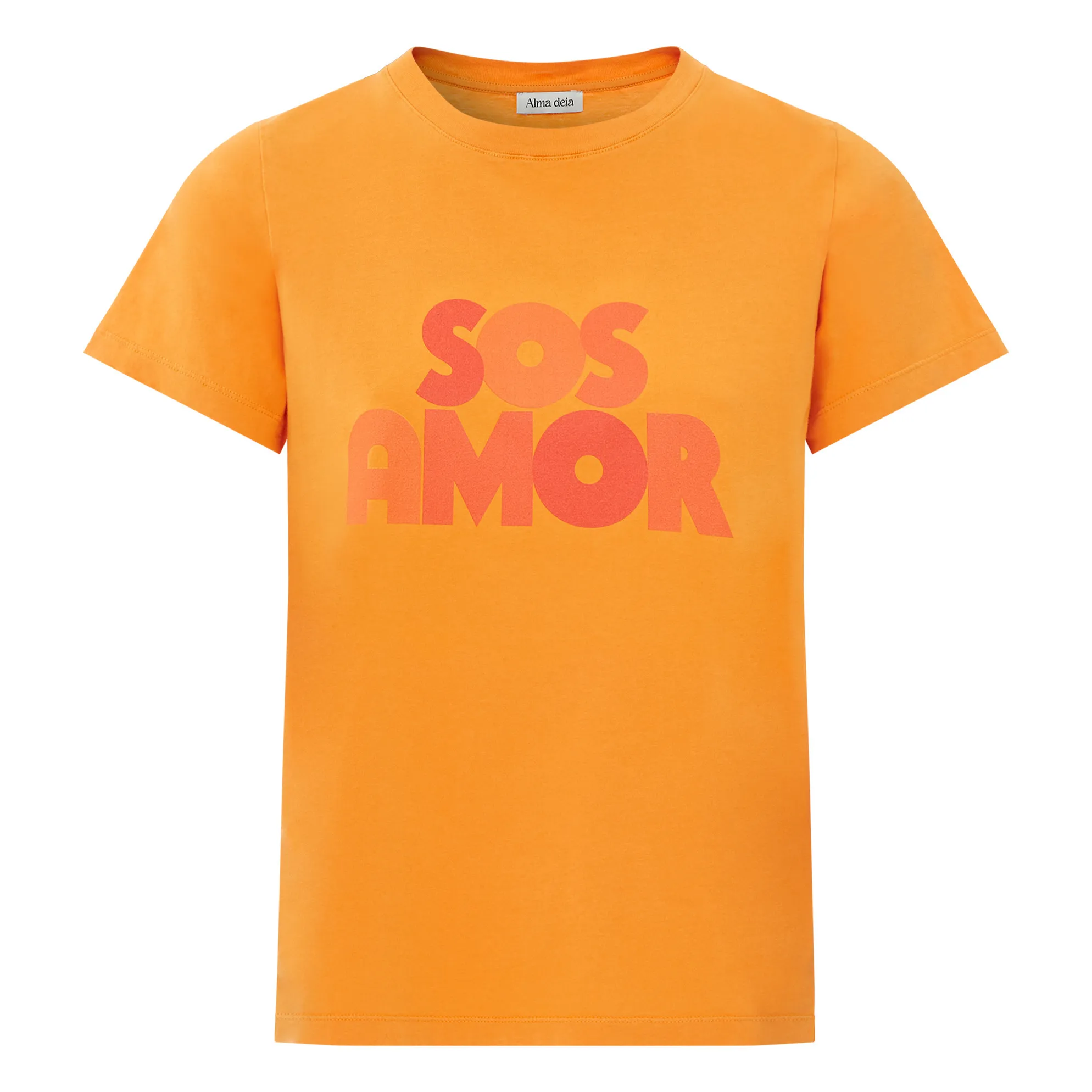 Alma Deia Apricot Sos Amor Classic Printed Organic Cotton T-Shirt