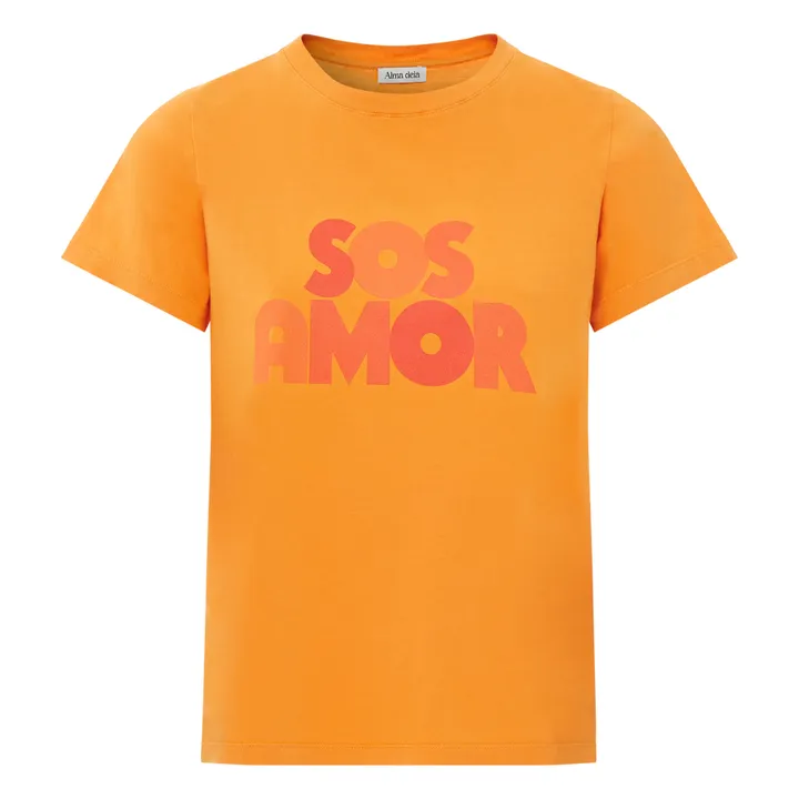 T-Shirt Classic Bedruckt SOS AMOR Bio-Baumwolle | Apricot- Produktbild Nr. 0