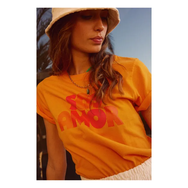 T-shirt Boxy Stampata SOS AMOR in Cotone Organico | Albiccocca
