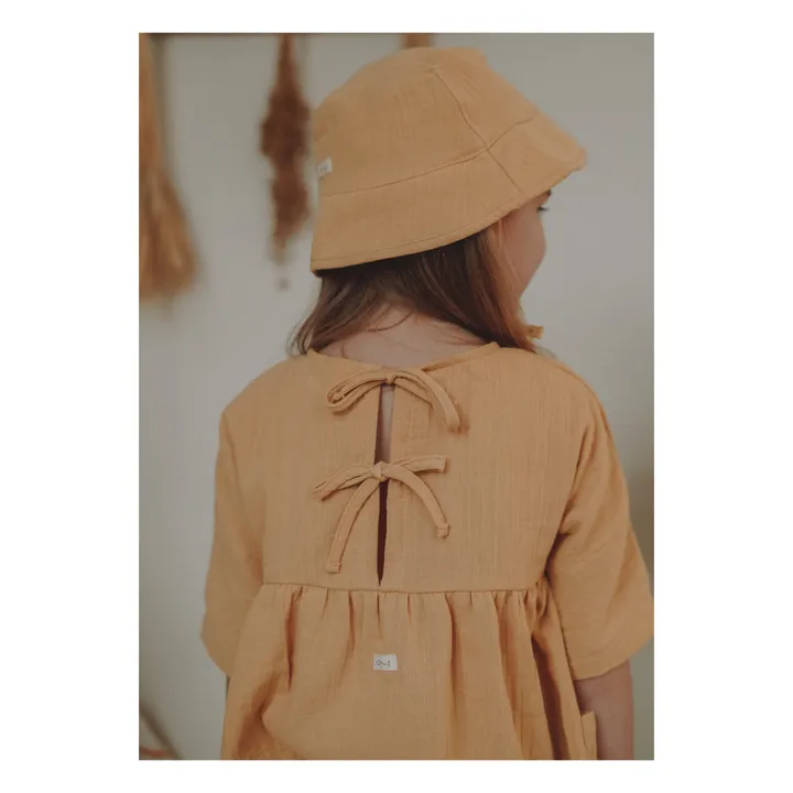 Vestido de muselina orgánica Bella | Amarillo Mostaza- Imagen del producto n°4