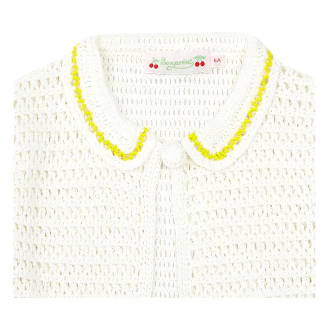 Claro Crochet and Bead Cardigan | White