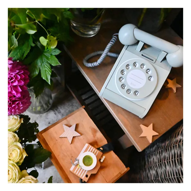 Téléphone en bois vintage | Vert Menthe
