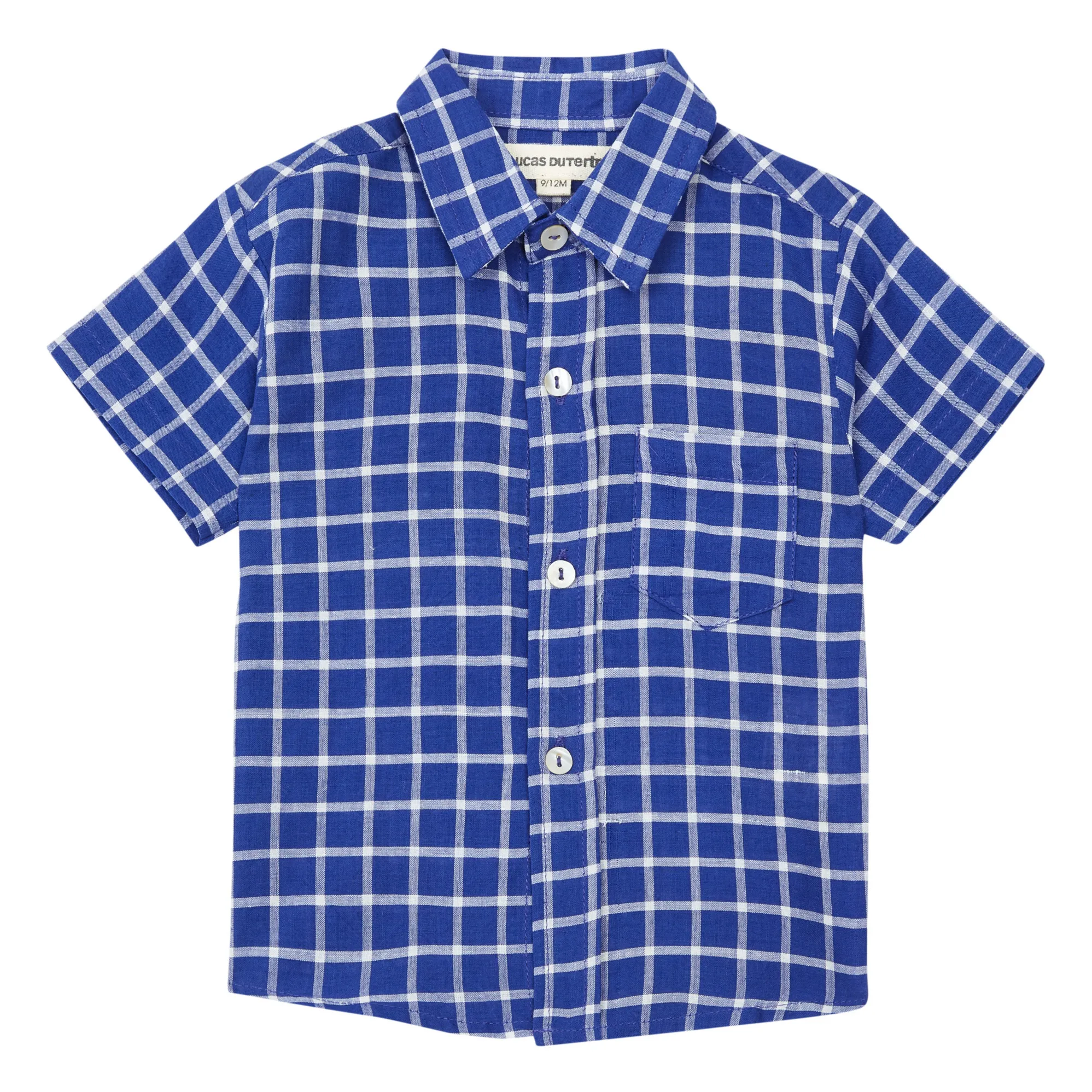 Lucas Du Tertre Boys Navy Blue Checked Shirt