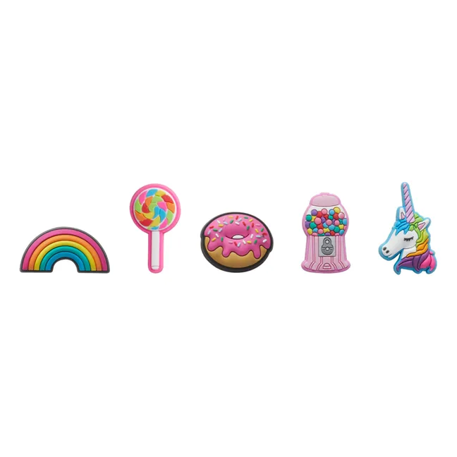 Set de 5 Jibbitz Arc-En-Ciel | Blanc