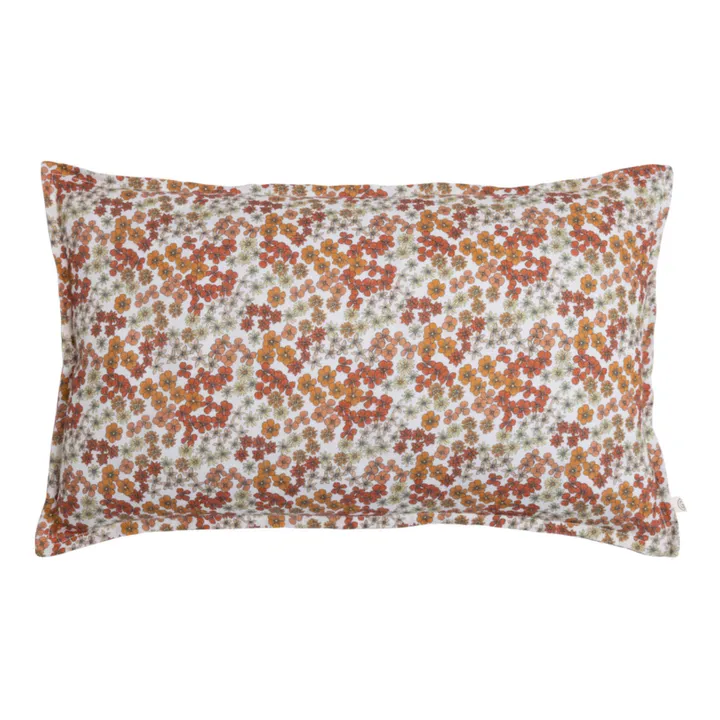 Fodera per cuscino, modello: Taormina, in lino lavato, modello: Flower | Palissandro- Immagine del prodotto n°0