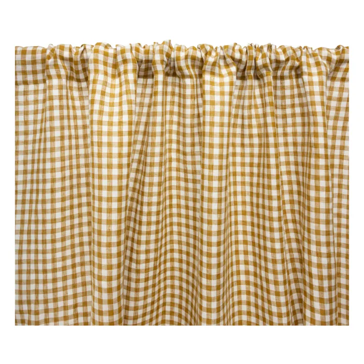 Tenda in lino lavato Vichy | Giallo curry- Immagine del prodotto n°0