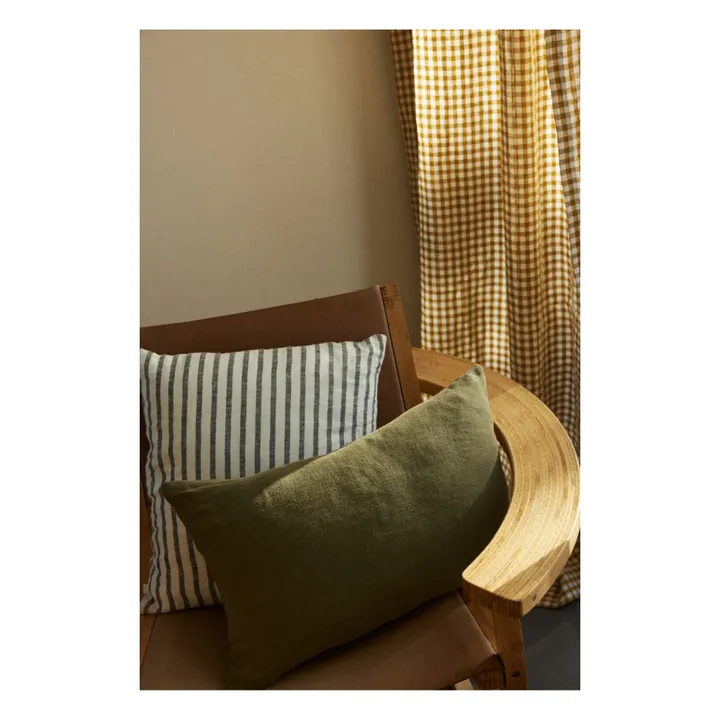 Tenda in lino lavato Vichy | Giallo curry- Immagine del prodotto n°2