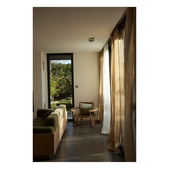 Cortina de lino lavado Vichy | Curry