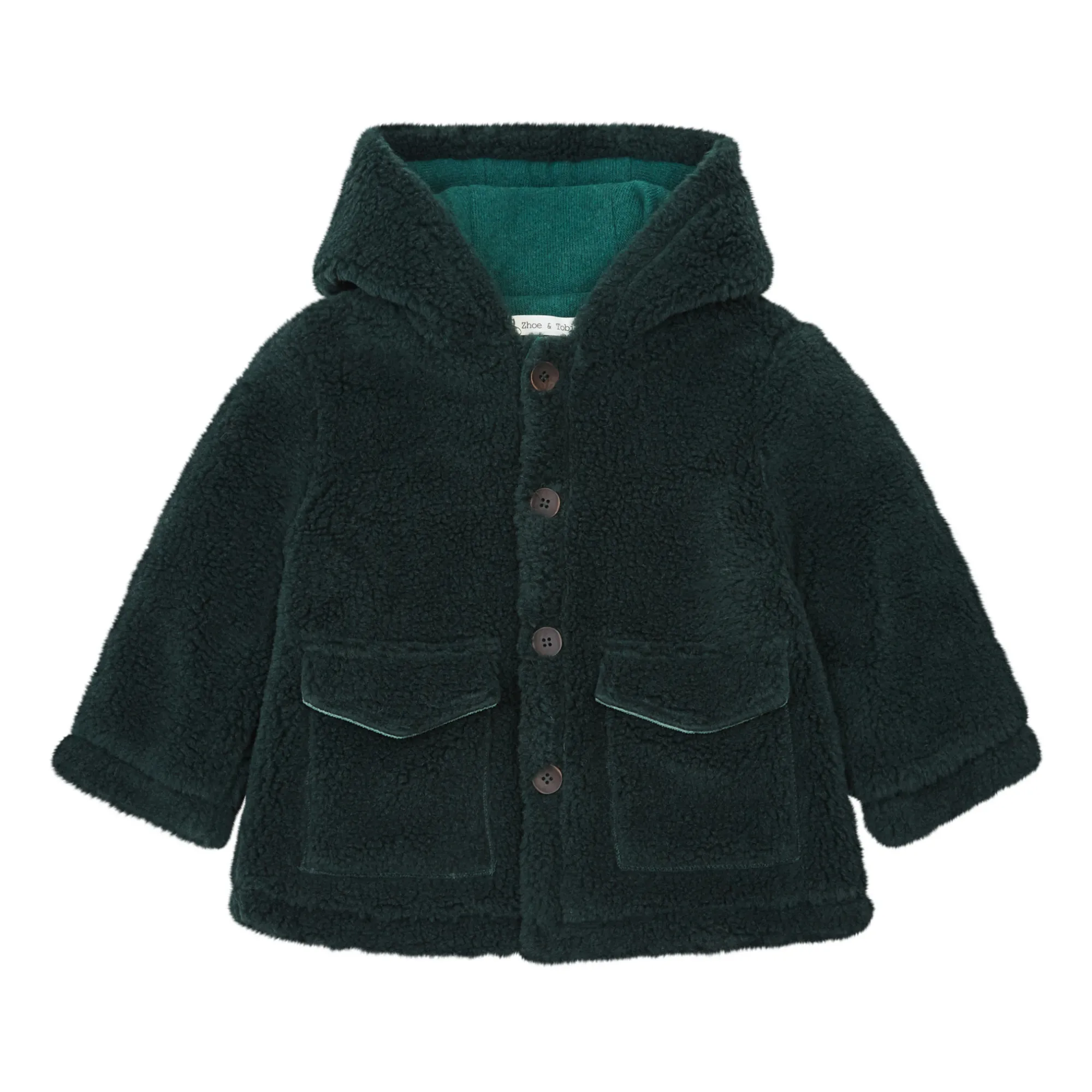 Zhoe & Tobiah Dark Green Faux Fur Hooded Coat