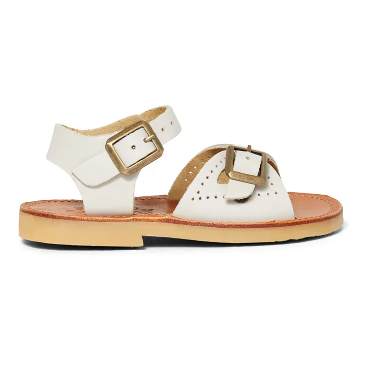 Sandali in pelle con perle | Crema- Immagine del prodotto n°0